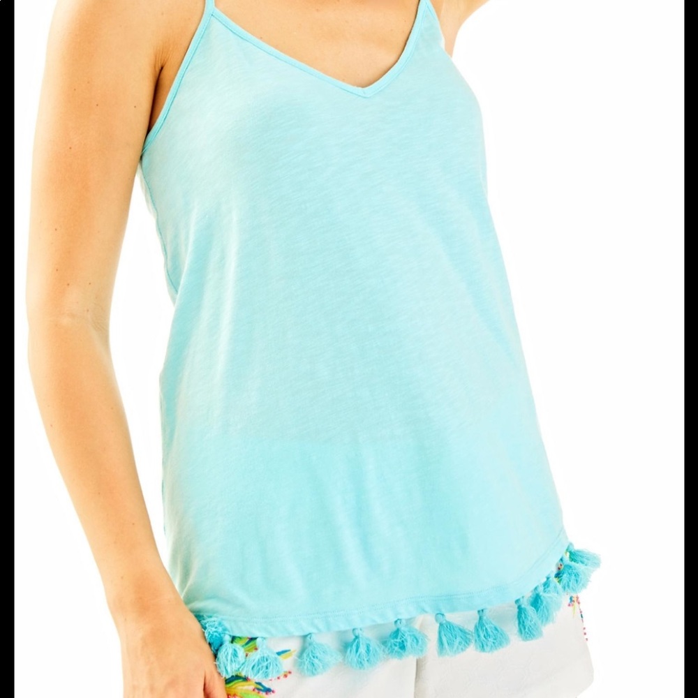 Lilly Pulitzer Nya tassel tank top in Aqua EUC